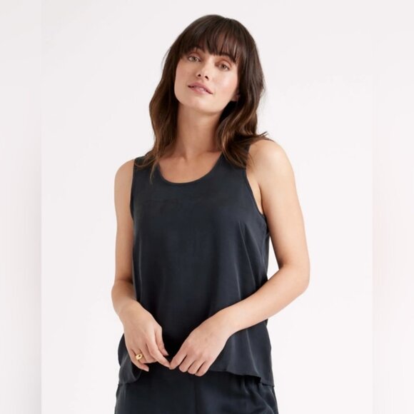 NEW Quince 100% Washable Silk Pajama Tank Black Sz L - Picture 3 of 9